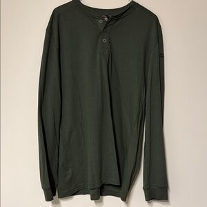 Men's olive-green Henley Shirt.